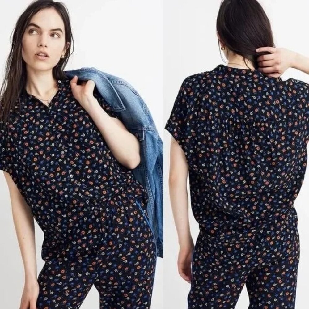 Madewell XS CENTRAL DRAPEY Shirt PRAIRIE POSIES Floral Button Down Shirt Oversiz